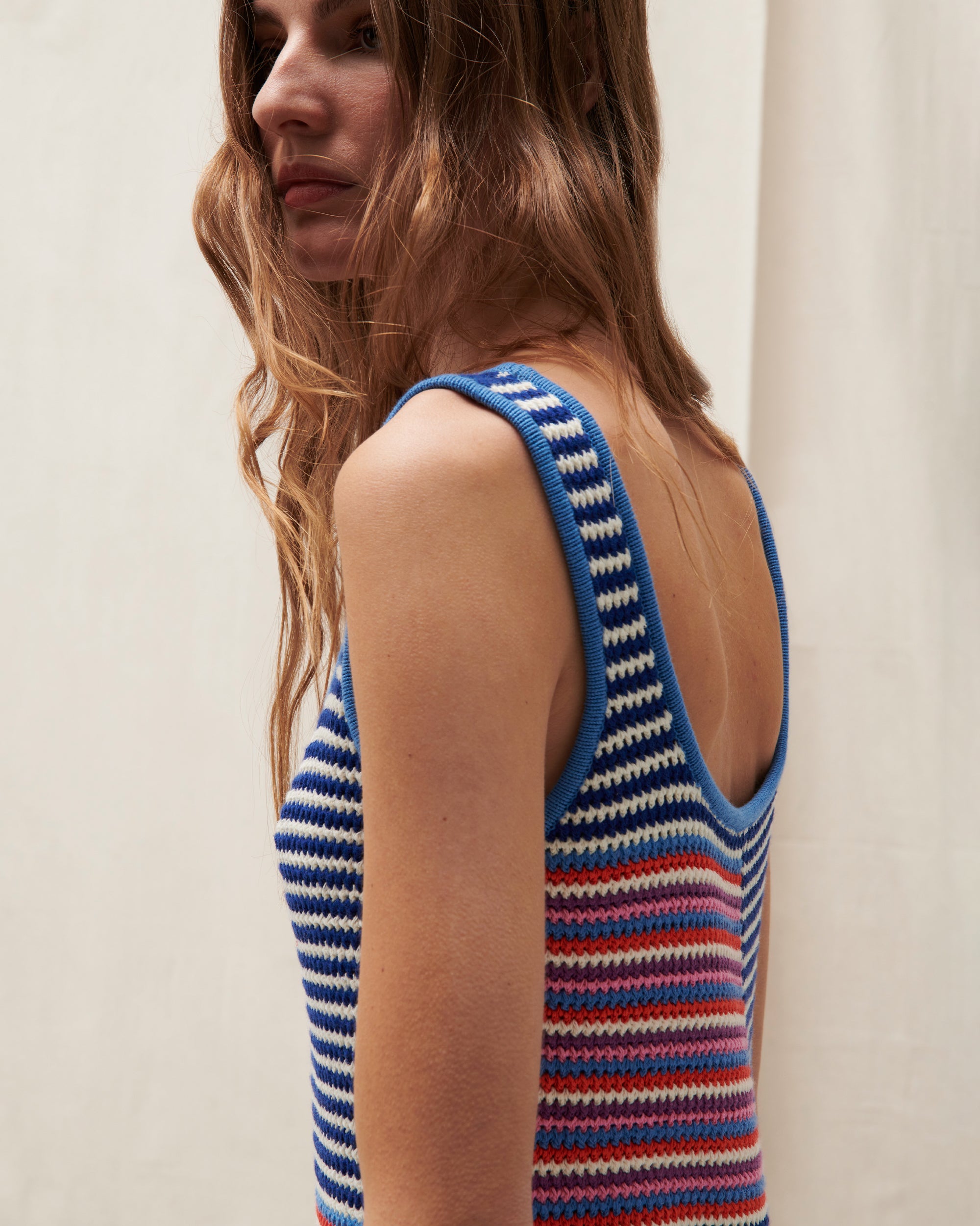 Apron sweater tank deals in stripe